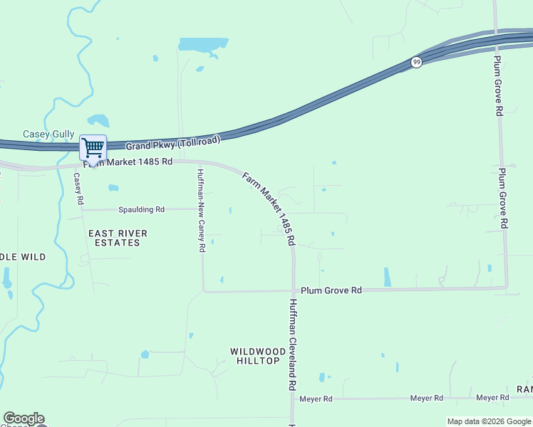 map of restaurants, bars, coffee shops, grocery stores, and more near 31865 Farm to Market 1485 in New Caney