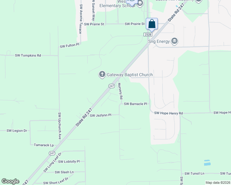 map of restaurants, bars, coffee shops, grocery stores, and more near 171 Southwest Rose Pointe Place in Lake City