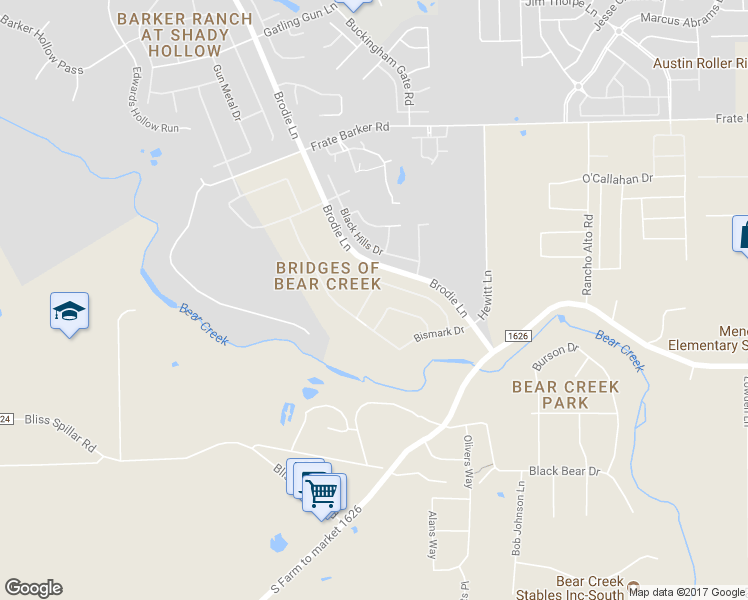 map of restaurants, bars, coffee shops, grocery stores, and more near 2417 Turtle Mountain Bend in Austin