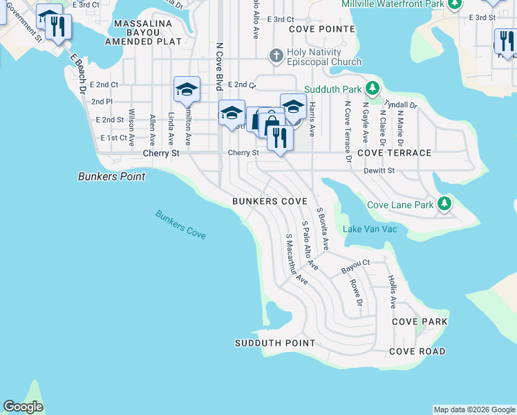map of restaurants, bars, coffee shops, grocery stores, and more near 301 Corto Street in Panama City