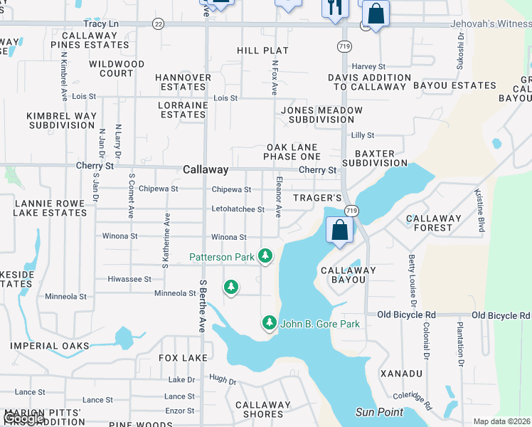 map of restaurants, bars, coffee shops, grocery stores, and more near 225 Beulah Avenue in Panama City