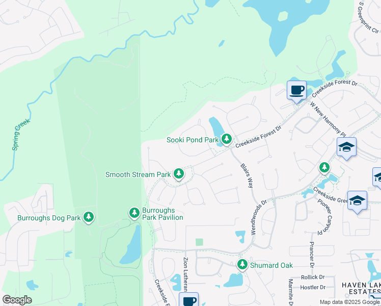 map of restaurants, bars, coffee shops, grocery stores, and more near 68 South Waterbridge Drive in Tomball