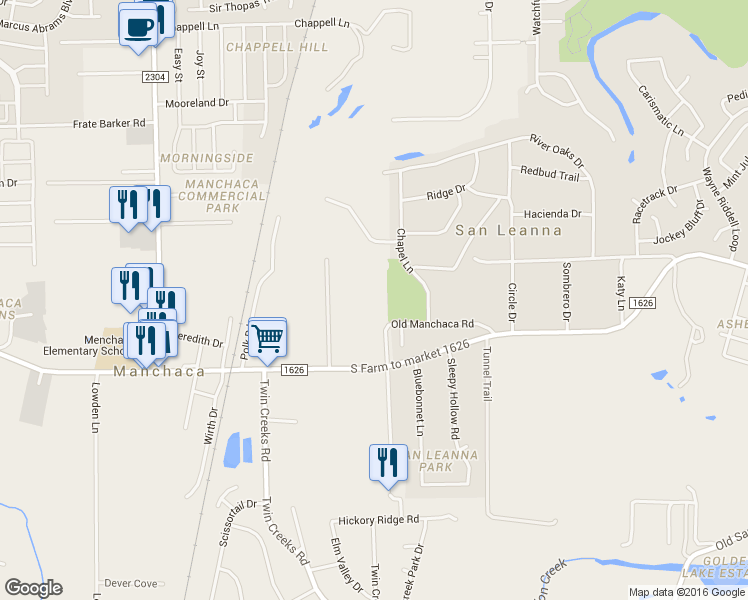 map of restaurants, bars, coffee shops, grocery stores, and more near 678 Manchaca Road in Austin