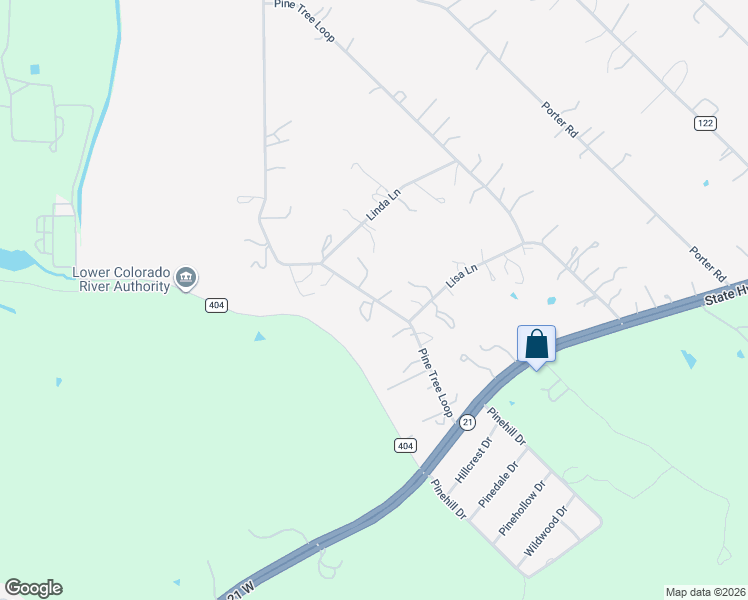 map of restaurants, bars, coffee shops, grocery stores, and more near 178 Pine Tree Loop in Bastrop