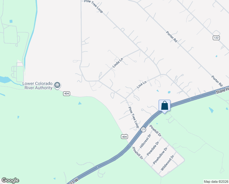 map of restaurants, bars, coffee shops, grocery stores, and more near 178 Pine Tree Loop in Bastrop