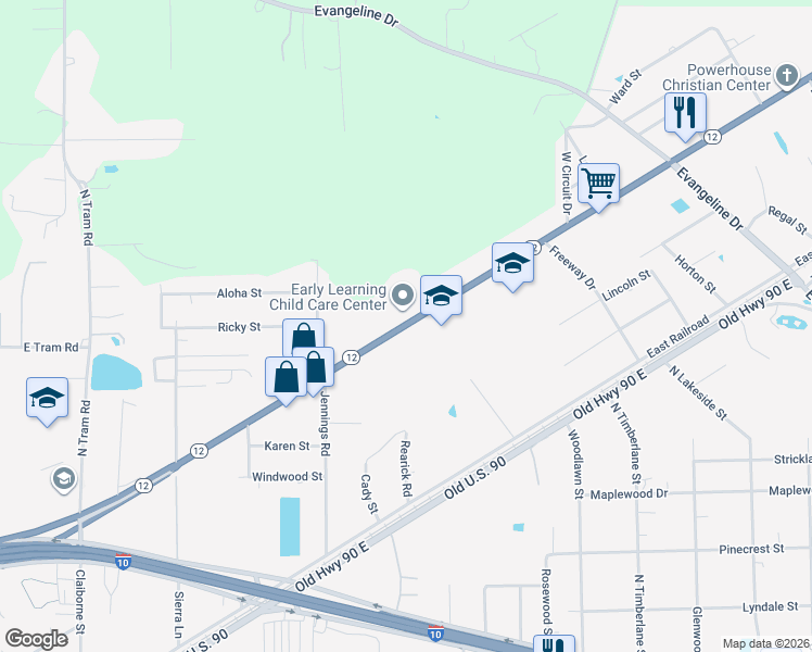 map of restaurants, bars, coffee shops, grocery stores, and more near 2400 Texas 12 in Vidor