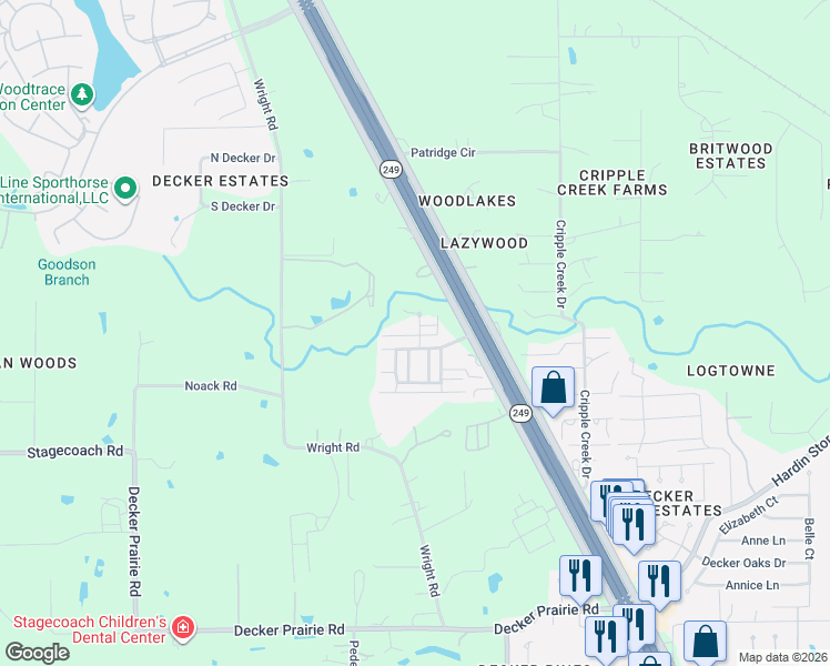 map of restaurants, bars, coffee shops, grocery stores, and more near 33135 Dogwood Street in Pinehurst