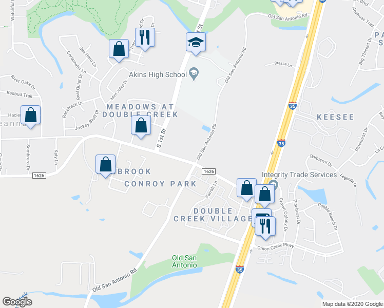 map of restaurants, bars, coffee shops, grocery stores, and more near 11124 Old San Antonio Road in Austin
