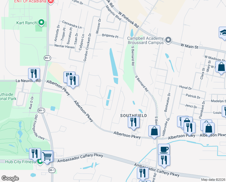 map of restaurants, bars, coffee shops, grocery stores, and more near 223 Rue de Frejus in Lafayette