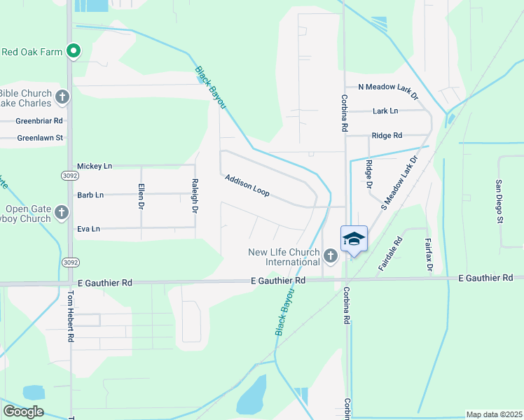 map of restaurants, bars, coffee shops, grocery stores, and more near 2928 Elda Street in Lake Charles