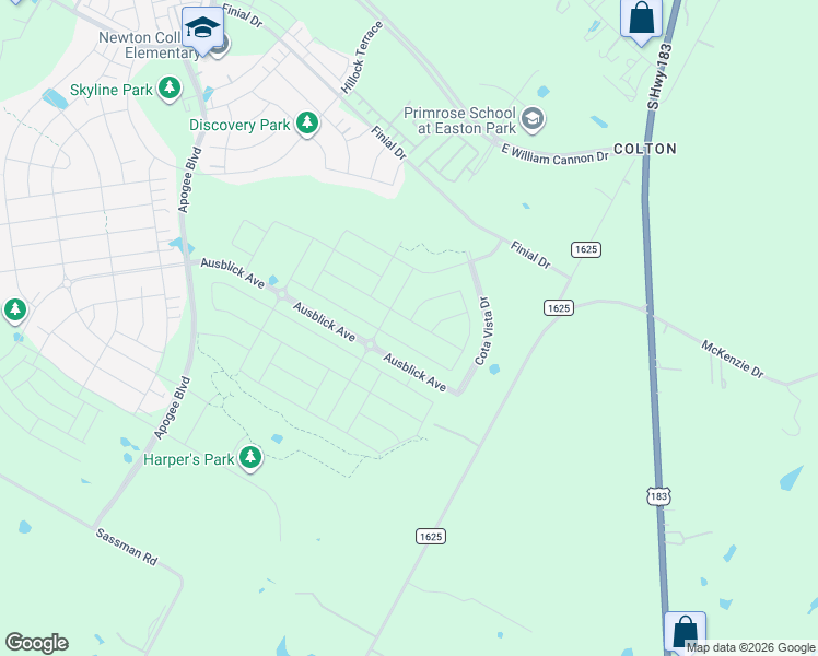 map of restaurants, bars, coffee shops, grocery stores, and more near 7732-8050 Farm to Market Road 1625 in Austin