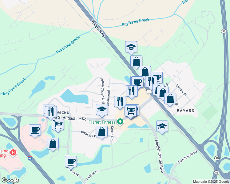 map of restaurants, bars, coffee shops, grocery stores, and more near 14572 Harewood Ct in Jacksonville