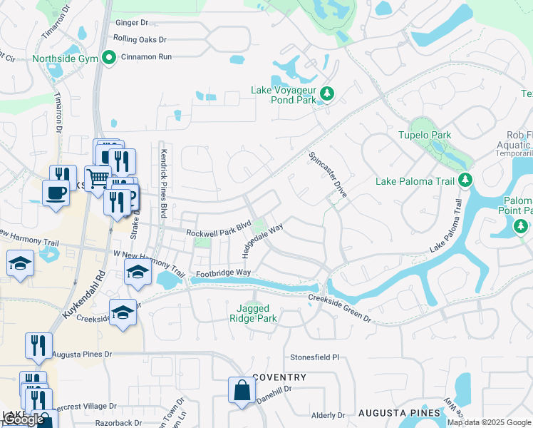 map of restaurants, bars, coffee shops, grocery stores, and more near 170 Rockwell Park Boulevard in Spring