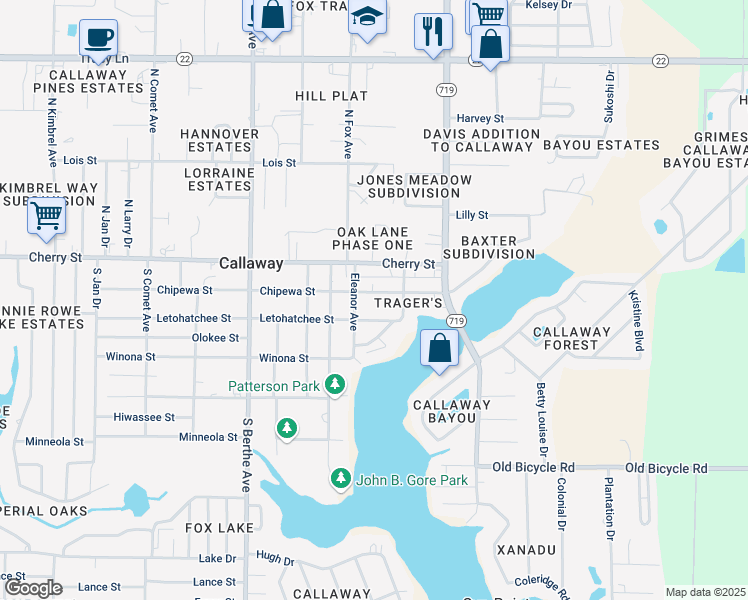 map of restaurants, bars, coffee shops, grocery stores, and more near 7124 Chipewa Street in Panama City