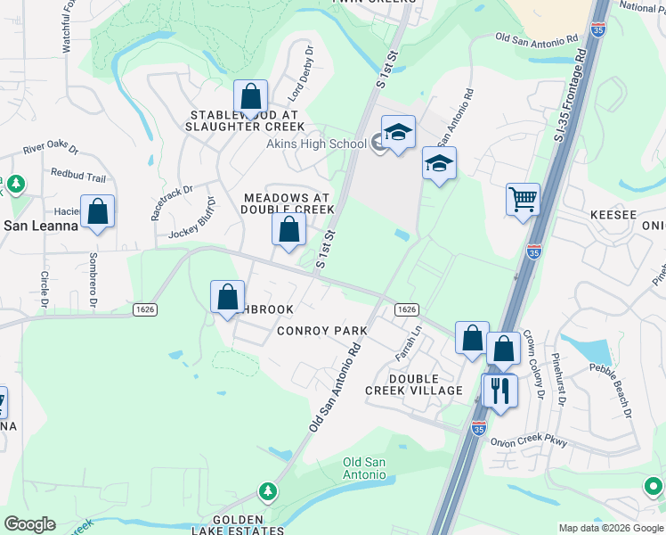 map of restaurants, bars, coffee shops, grocery stores, and more near 11600 South 1st Street in Austin