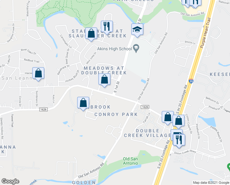 map of restaurants, bars, coffee shops, grocery stores, and more near 11101 South 1st Street in Austin