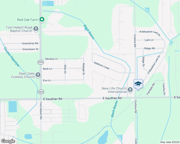 map of restaurants, bars, coffee shops, grocery stores, and more near 6708 E Deshotel St in Lake Charles