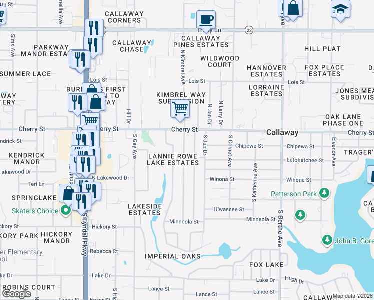 map of restaurants, bars, coffee shops, grocery stores, and more near 113 South Kimbrel Avenue in Panama City