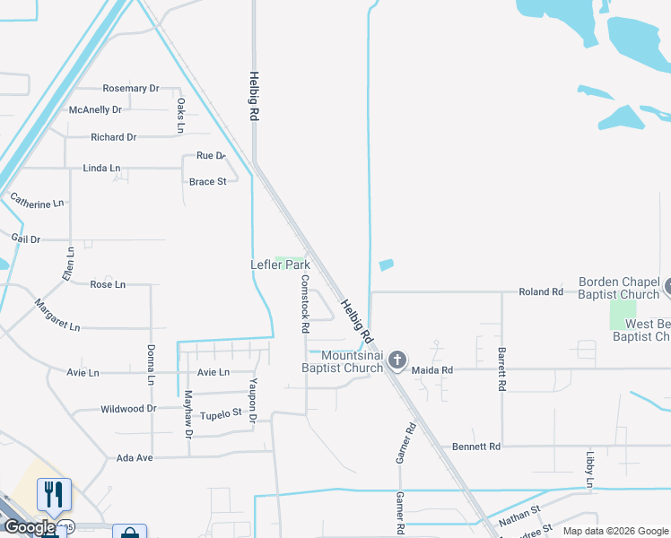 map of restaurants, bars, coffee shops, grocery stores, and more near 6680 Helbig Road in Beaumont