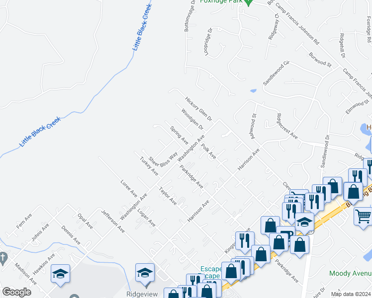 map of restaurants, bars, coffee shops, grocery stores, and more near 503 Spring Avenue in Orange Park