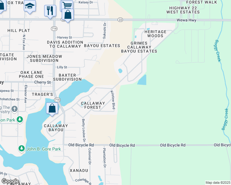 map of restaurants, bars, coffee shops, grocery stores, and more near 178 Kristine Boulevard in Panama City