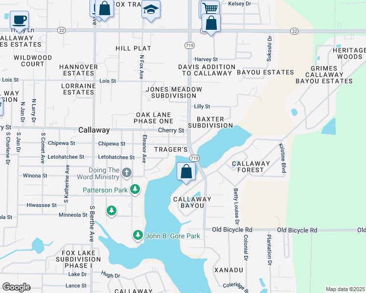 map of restaurants, bars, coffee shops, grocery stores, and more near 146 South Star Avenue in Callaway
