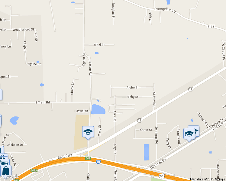 map of restaurants, bars, coffee shops, grocery stores, and more near 1300 Aloha Street in Vidor