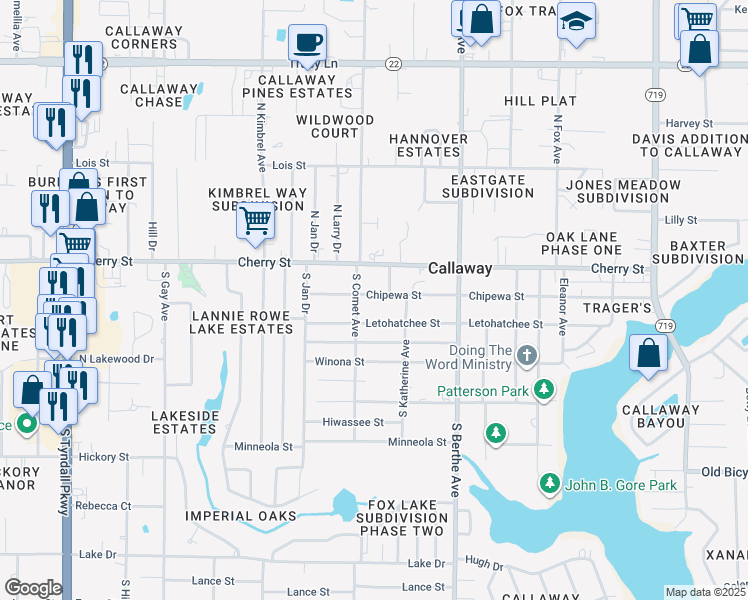 map of restaurants, bars, coffee shops, grocery stores, and more near 141 South Comet Avenue in Panama City