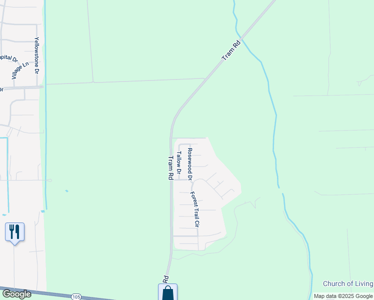 map of restaurants, bars, coffee shops, grocery stores, and more near 6895 Tallow Drive in Beaumont