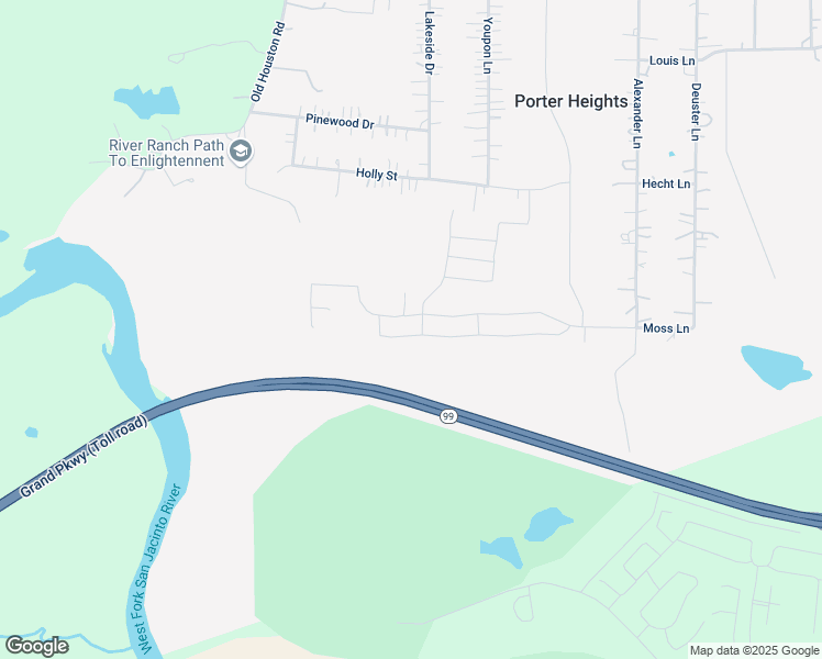 map of restaurants, bars, coffee shops, grocery stores, and more near Grand Parkway in Porter
