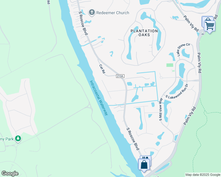 map of restaurants, bars, coffee shops, grocery stores, and more near 10 Palm Lane in Ponte Vedra Beach