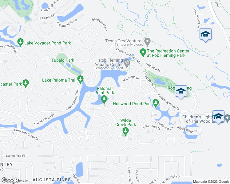 map of restaurants, bars, coffee shops, grocery stores, and more near 138 Bauer Point Circle in Spring
