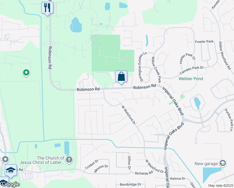 map of restaurants, bars, coffee shops, grocery stores, and more near 31503 Kingston Village Drive in Spring