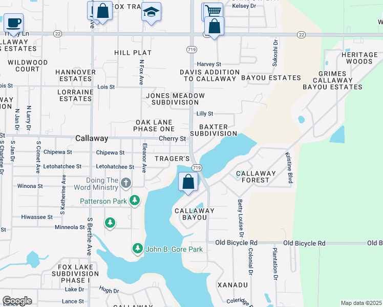 map of restaurants, bars, coffee shops, grocery stores, and more near 146 South Star Avenue in Callaway