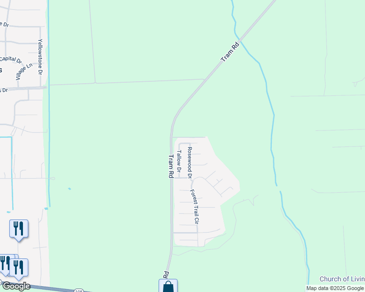 map of restaurants, bars, coffee shops, grocery stores, and more near 6898 Tallow Drive in Beaumont