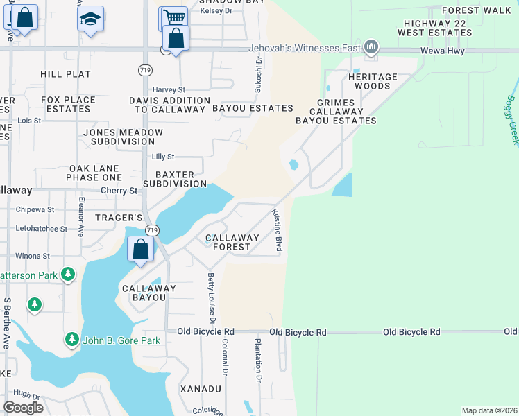 map of restaurants, bars, coffee shops, grocery stores, and more near 7622 Yellow Bluff Road in Panama City