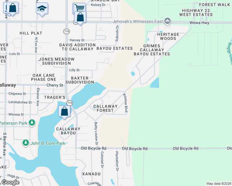 map of restaurants, bars, coffee shops, grocery stores, and more near 7620 Yellow Bluff Road in Panama City