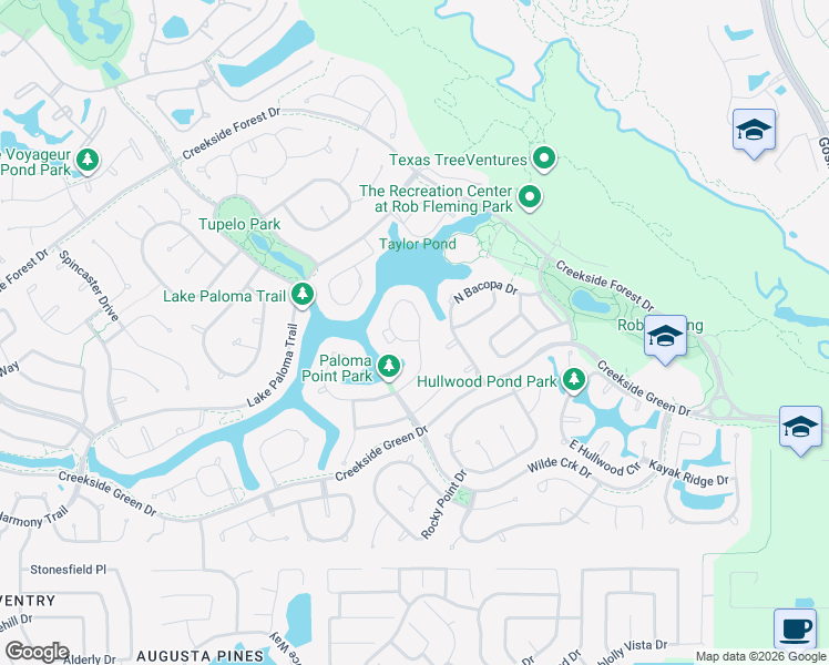 map of restaurants, bars, coffee shops, grocery stores, and more near 138 Bauer Point Circle in Spring
