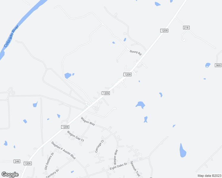 map of restaurants, bars, coffee shops, grocery stores, and more near 612 Farm to Market Road 1209 in Bastrop