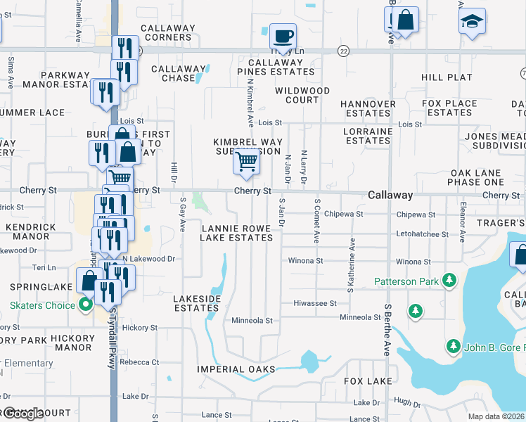 map of restaurants, bars, coffee shops, grocery stores, and more near 113 S Kimbrel Ave in Panama City