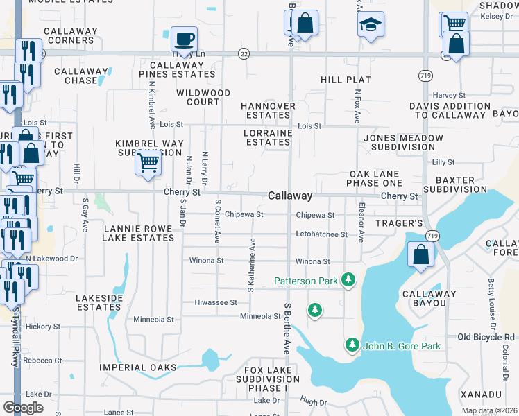 map of restaurants, bars, coffee shops, grocery stores, and more near 6625 Chipewa Street in Panama City
