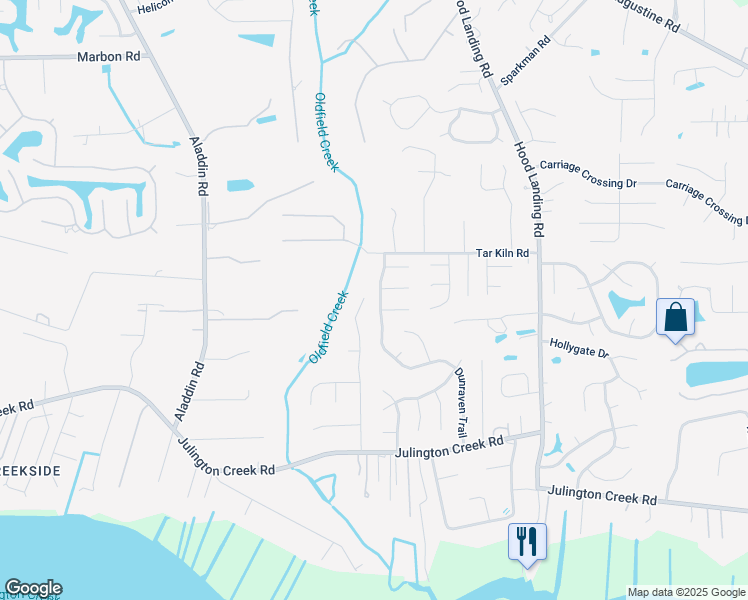 map of restaurants, bars, coffee shops, grocery stores, and more near 12474 Dunraven Trail in Jacksonville