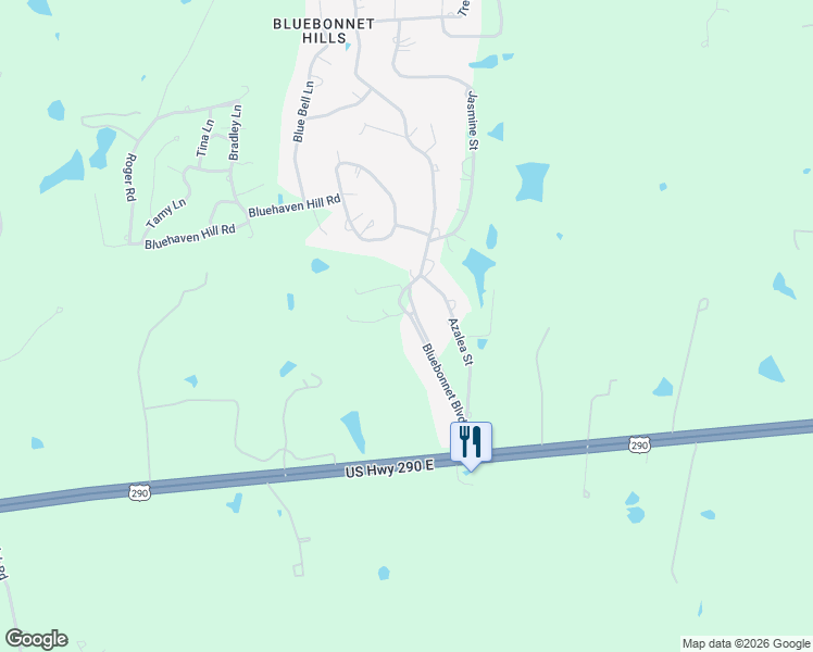 map of restaurants, bars, coffee shops, grocery stores, and more near 3640 Bluebonnet Boulevard in Brenham