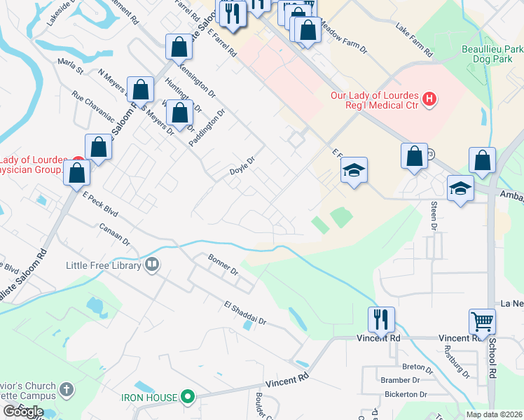 map of restaurants, bars, coffee shops, grocery stores, and more near 115 Sonoma Way in Lafayette