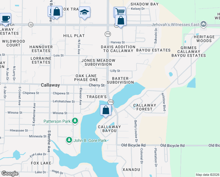 map of restaurants, bars, coffee shops, grocery stores, and more near 100-110 State Highway 719 in Panama City