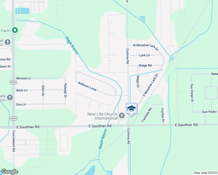 map of restaurants, bars, coffee shops, grocery stores, and more near 2668 Addison Loop in Lake Charles