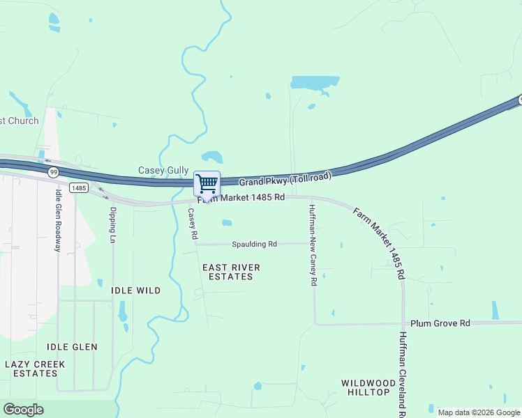 map of restaurants, bars, coffee shops, grocery stores, and more near 32075 Farm to Market 1485 in New Caney