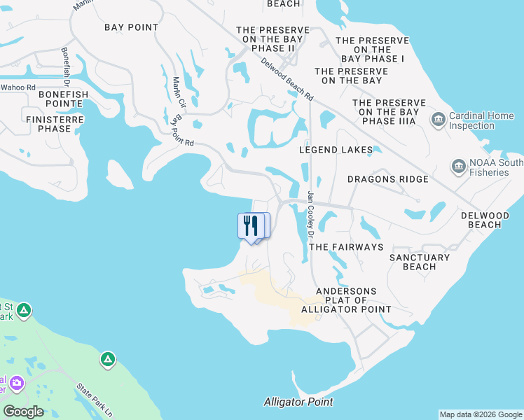 map of restaurants, bars, coffee shops, grocery stores, and more near 10 Hatteras Lane in Panama City