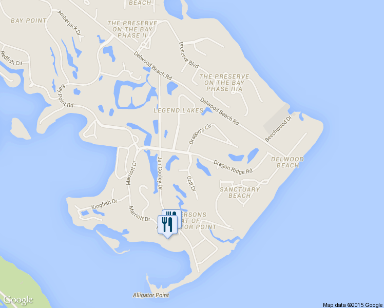 map of restaurants, bars, coffee shops, grocery stores, and more near 3400 Dragon Ridge Rd in Panama City