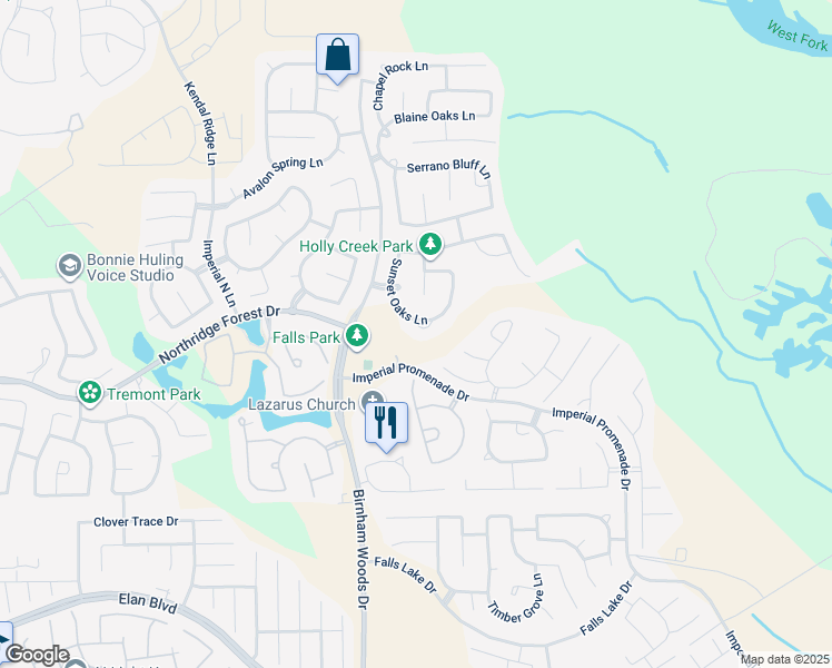 map of restaurants, bars, coffee shops, grocery stores, and more near 31327 Sunset Oaks Lane in Spring